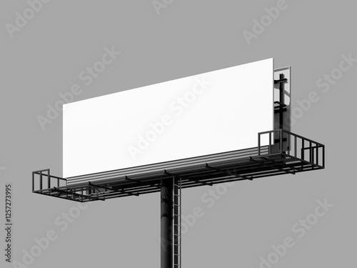 Blank Outdoor Billboard Mockup 3D on Grey Background