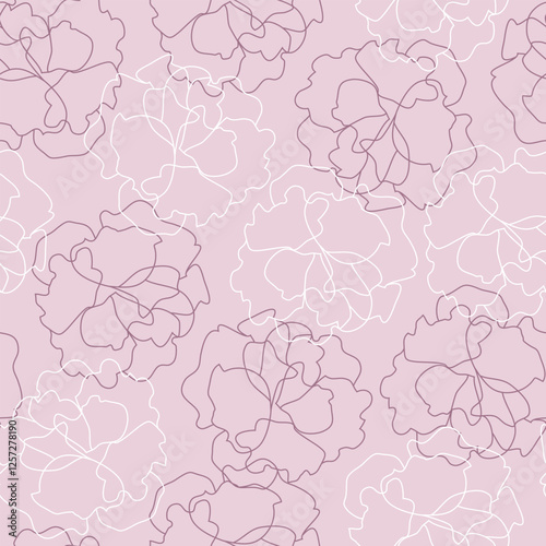 シームレスのバラの花びらの線画_オールドローズ