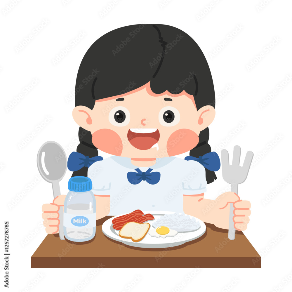 Giel student is sitting at the table eating a meal Giel student is sitting at the table eating a meal
