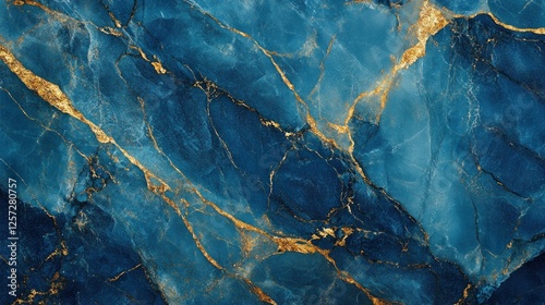 Abstract blue marble pattern with golden veins running through it
