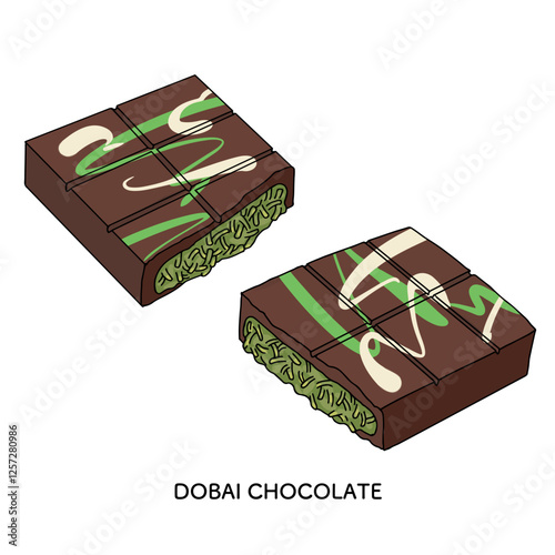 ドバイチョコレートの線画のイラスト