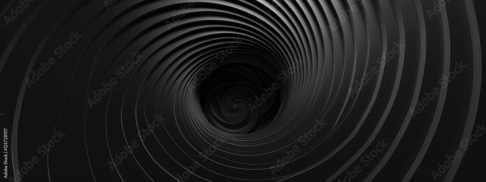 Abstract Black Background with Spiral Patterns and Lines, Banner Template with White Space for Text. Geometric Minimalist Wallpaper with Copy Space on Black Background. Modern Wallpaper. Abstract Black Background with Spiral Patterns and Lines, Banner Template with White Space for Text. Geometric Minimalist Wallpaper with Copy Space on Black Background. Modern Wallpaper.