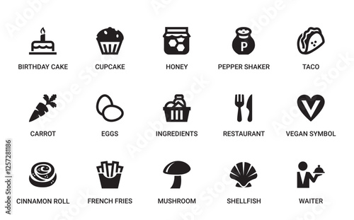 Food Category Outline Pictogram Icons Set