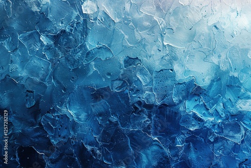 Blue frozen ice texture background wallpaper. AI generative art.