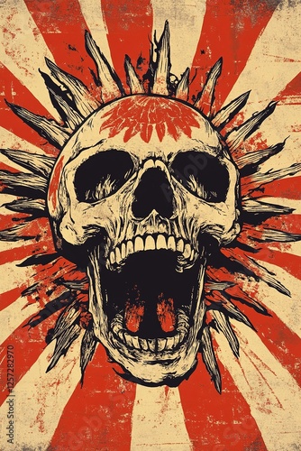 Screaming Skull Punk Rock Grunge Art Design