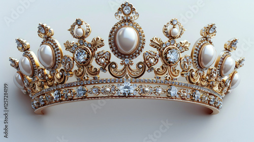 Luxurious Golden Royal Crown Clip Art for Royalty, Wedding Decorations, or Regal Occasions with Intricate Detailwork and High-Quality Finish photo