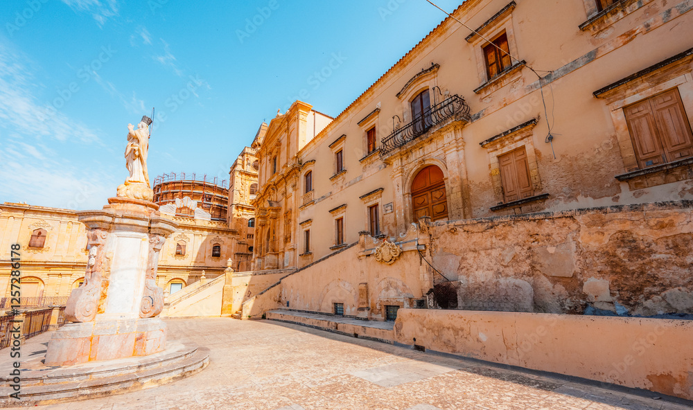 Fototapeta premium Noto, with the Basilica Minore di San Nicolo and Palazzo Ducezio, Sicily, Italy.