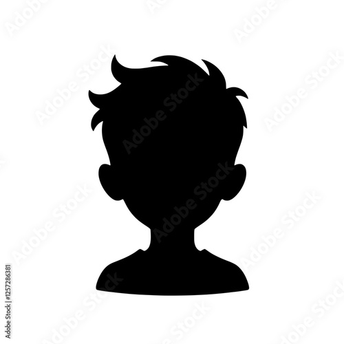 Silhouette of a Boy: A simple yet powerful silhouette of a boy's head with tousled hair, capturing childhood innocence and mystery. Perfect for illustrations, social media, and branding.