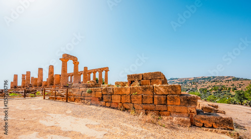 The greek temple of Juno or Tempio di Giunone in the Valley of the Temples, Agrigento, Sicily. photo