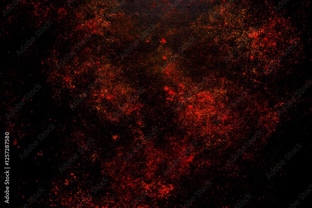 Dark Abstract Background With Energetic Red and Orange Paint Splatters Dark Abstract Background With Energetic Red and Orange Paint Splatters