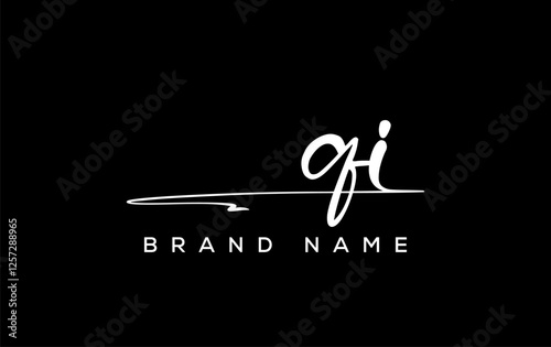 QI letter beauty handwriting vector logo.