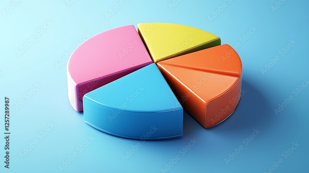 Obraz premium Colorful 3D Pie Chart Data Visualization
