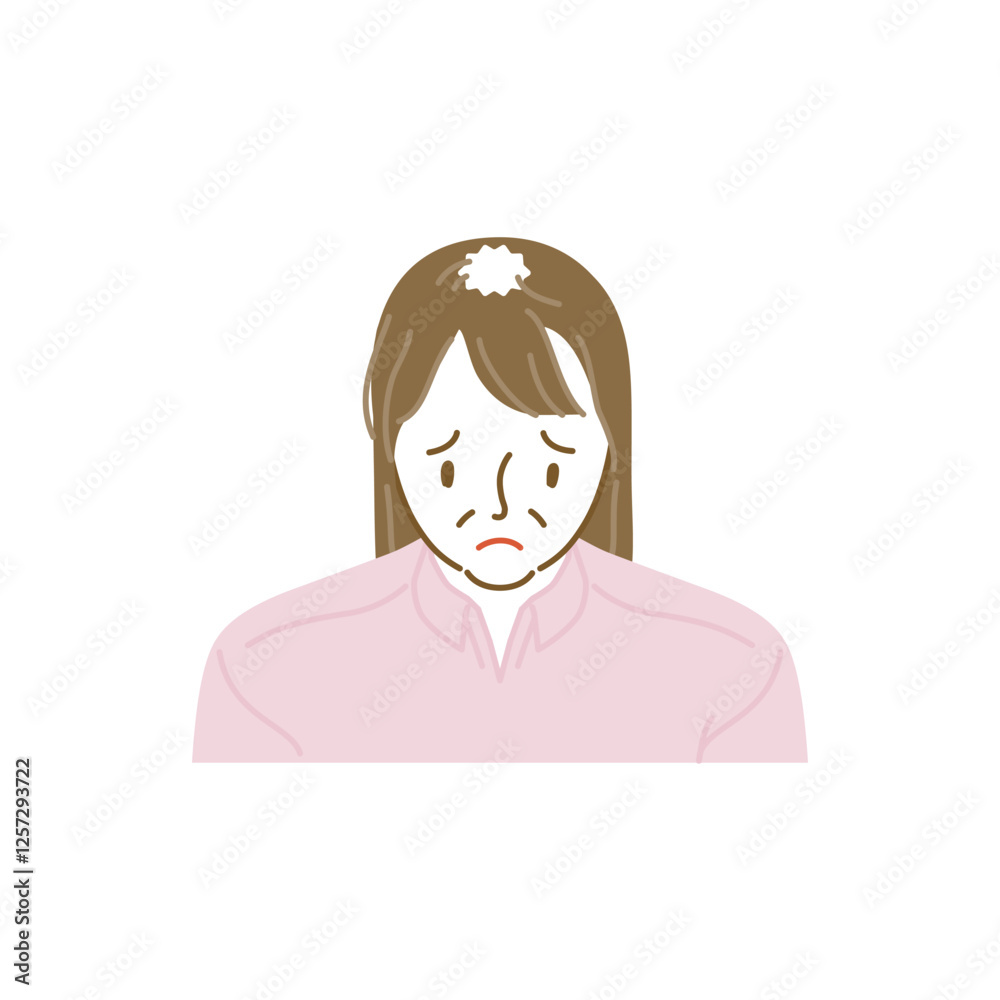 FAGA：正面から見た薄毛のミドル女性（俯瞰）