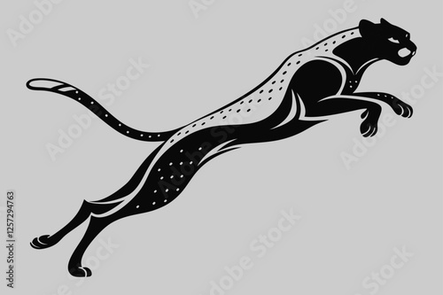a cheetah sprinting at full speed silhouette vector design art and illustration
