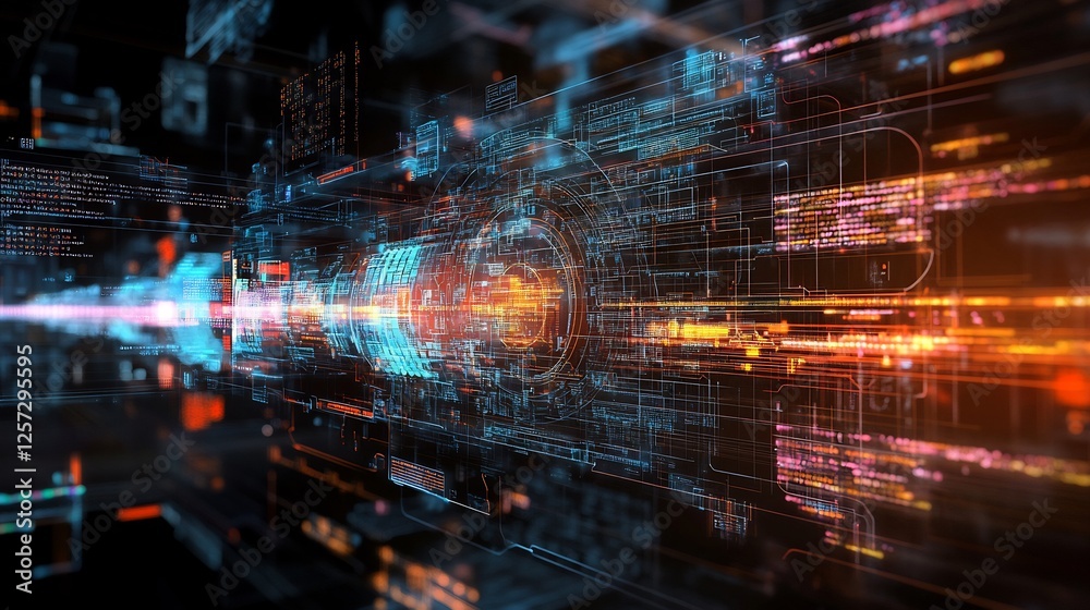 Obraz premium Digital concept map developing new software architecture focusing scalability security feature ar 169 no logo v 61 darya relaxed Create explore organize