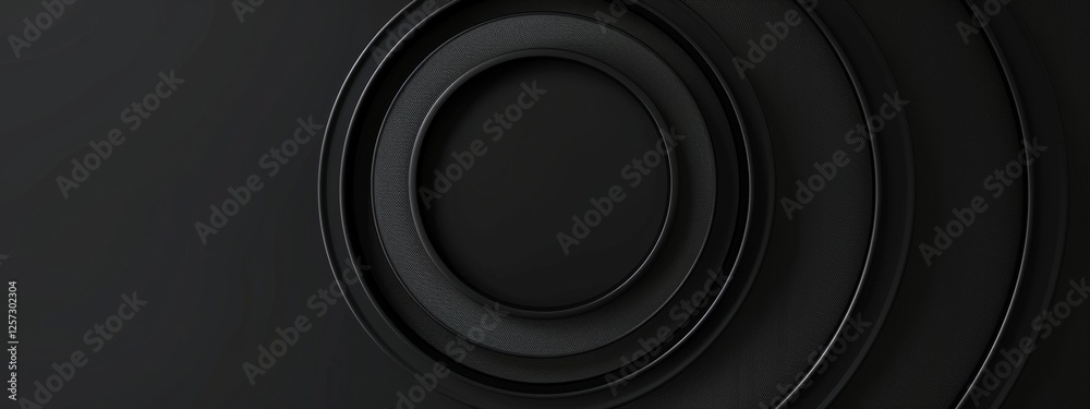 Black Background with Circular Patterns and Lines, Banner Template with White Space for Text. Geometric Minimalist Wallpaper with Copy Space on Black Background. Stylish Modern Wallpaper. Black Background with Circular Patterns and Lines, Banner Template with White Space for Text. Geometric Minimalist Wallpaper with Copy Space on Black Background. Stylish Modern Wallpaper.