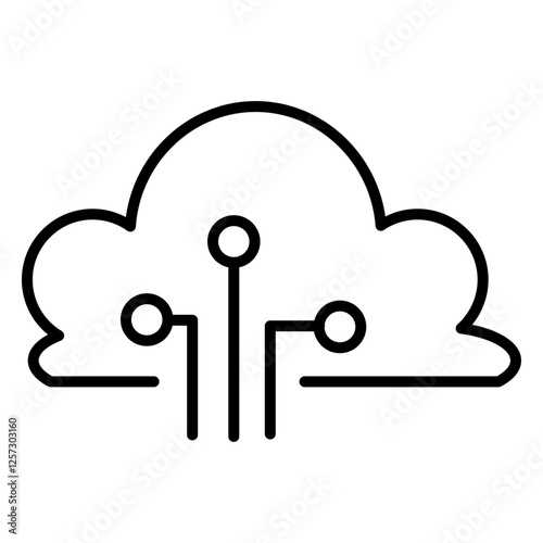 Simple Cybersecurity Outline Icon – Data Protection and Digital Security Symbols