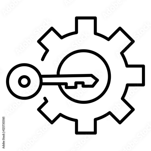 Simple Cybersecurity Outline Icon – Data Protection and Digital Security Symbols