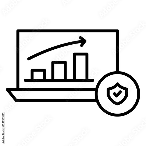 Simple Cybersecurity Outline Icon – Data Protection and Digital Security Symbols