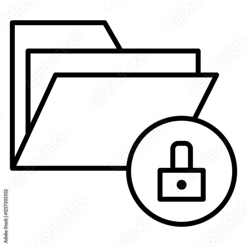 Simple Cybersecurity Outline Icon – Data Protection and Digital Security Symbols
