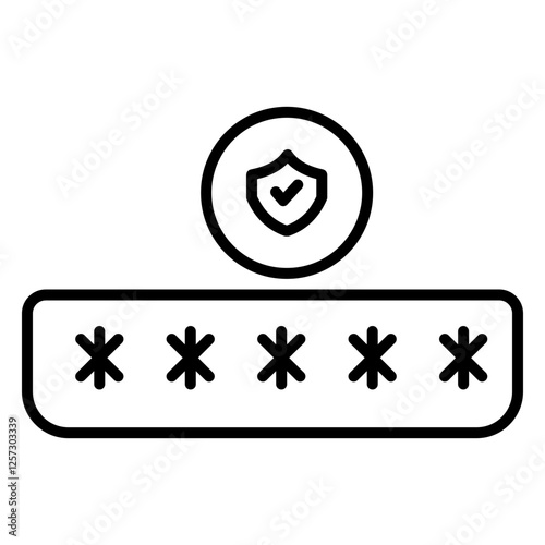 Simple Cybersecurity Outline Icon – Data Protection and Digital Security Symbols