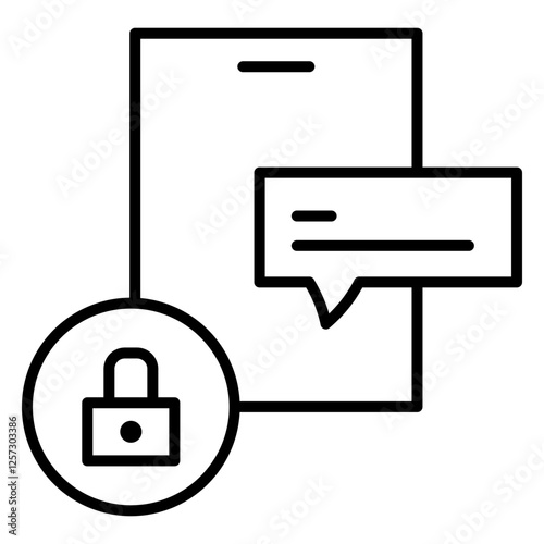 Simple Cybersecurity Outline Icon – Data Protection and Digital Security Symbols