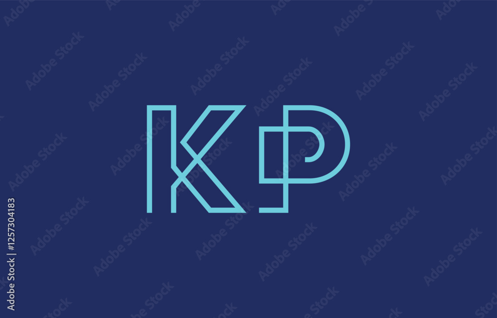 Illustration of creative typography featuring stylized letters K and P with a minimal blue color theme, suitable for branding and graphic design inspiration.