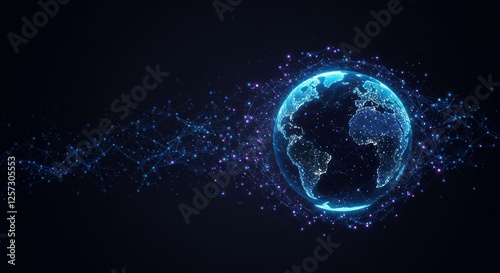 Digital Earth network. Glowing spheres & lines