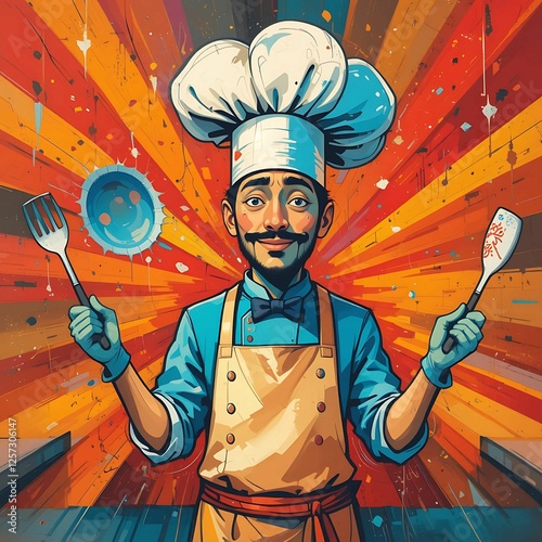 Portraits of different professions, abstract art compositions