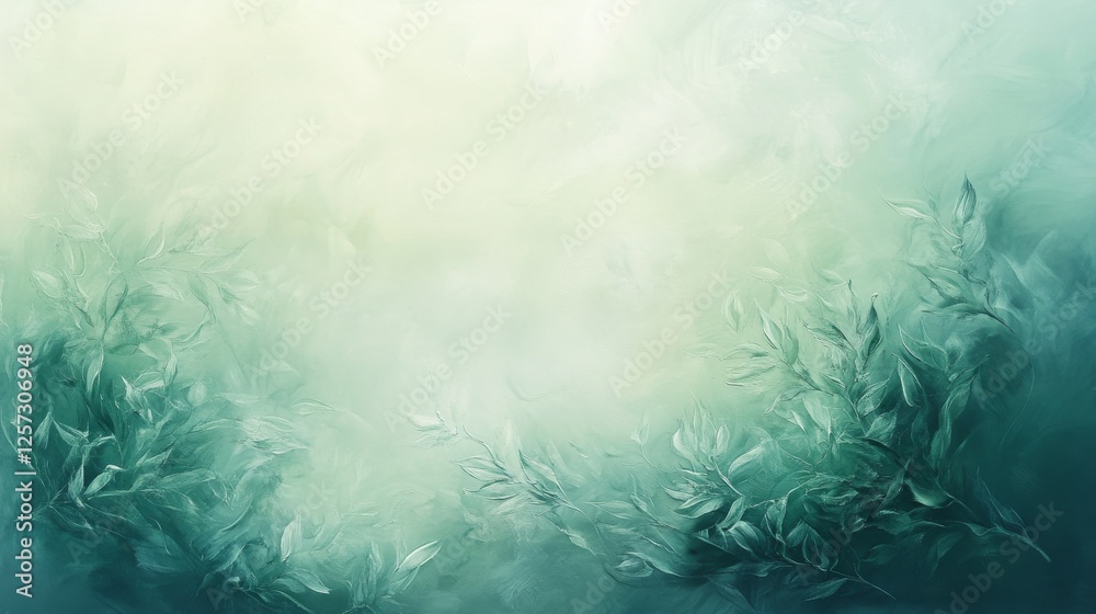 Obraz premium Abstract floral painting featuring stylized leaves and soft hues