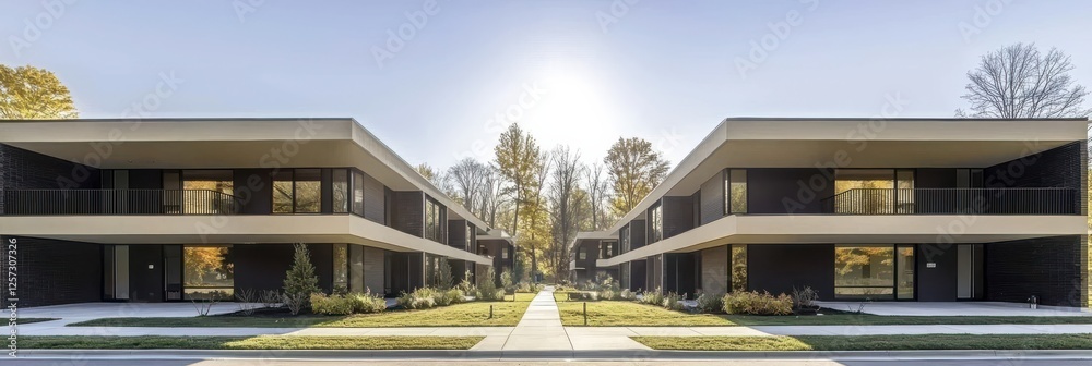 Fototapeta premium Contemporary Residential Complex Surrounded by Greenery