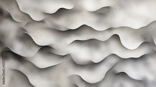 Abstract grayscale waves, textured surface, undulating forms.