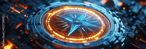 Wallpaper Mural Futuristic Compass: Glowing Navigation Device with Advanced Technology and Intricate Design, Illuminating the Path Forward. Torontodigital.ca