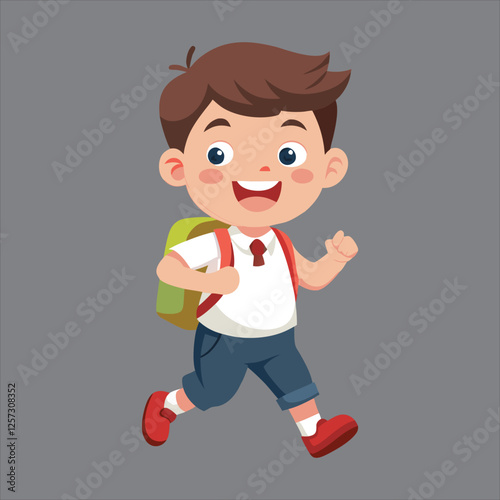 School Kid happily Going Their School Vector