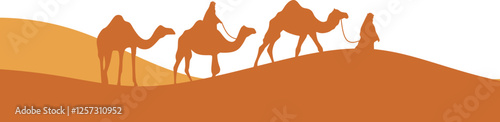 Silhouette of Camels in Desert Landscape