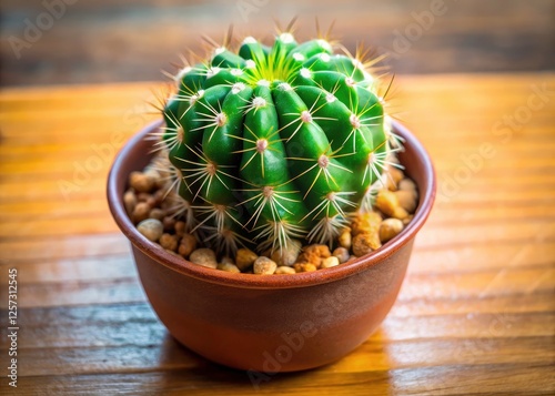 Isolated Frailea phaeodisca: a charming, round Brazilian cactus. Ideal tabletop succulent for cute plant photography. photo