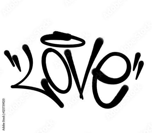 love in sprayed graffiti letters isolated hand drawn calligraphy style