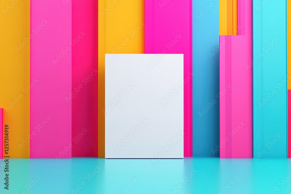 White box on a bright colored background with vibrant hues and simple design elements White box on a bright colored background with vibrant hues and simple design elements