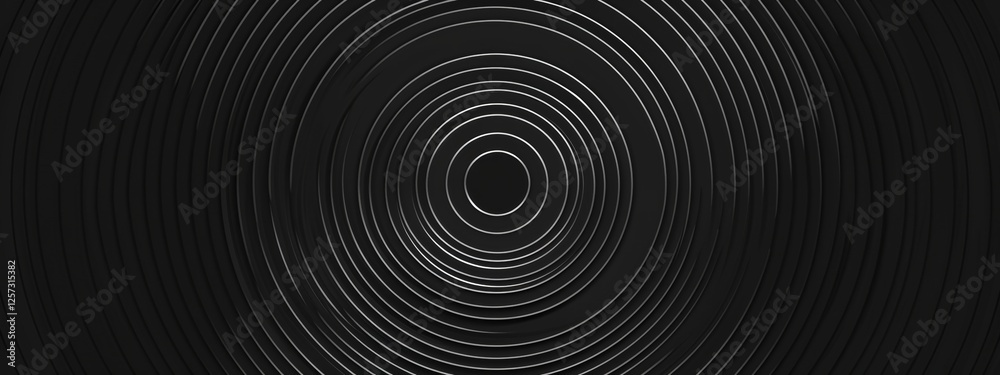 Black background with concentric circles for design, banner template. White space in the center of the page for text. Simple abstract wallpaper with copy space. Black background with concentric circles for design, banner template. White space in the center of the page for text. Simple abstract wallpaper with copy space.