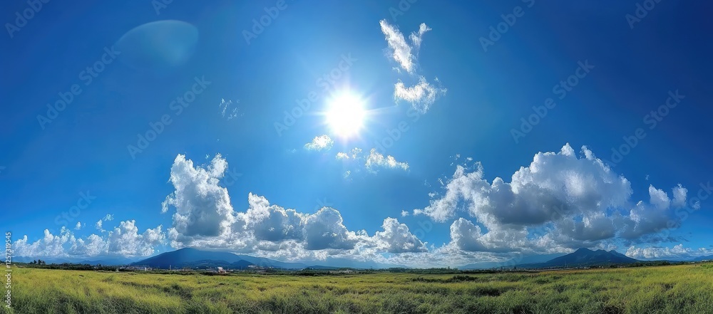 Sunny Day, Mountain View, Field Panorama Sunny Day, Mountain View, Field Panorama