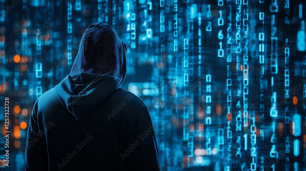 young woman with binary code young woman with binary code
