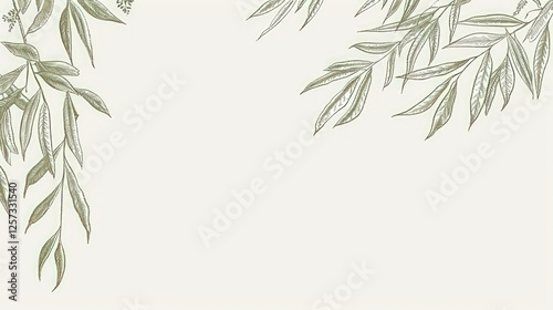 Elegant Olive Branch Border Design,  Botanical Illustration,  Nature Inspired Background,  Green Leaf Frame,  Simple Plant Decor