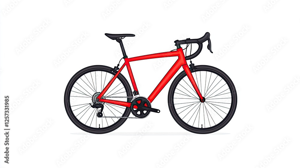 Vibrant red racing bicycle on a white background, showcasing sleek design and modern features Vibrant red racing bicycle on a white background, showcasing sleek design and modern features