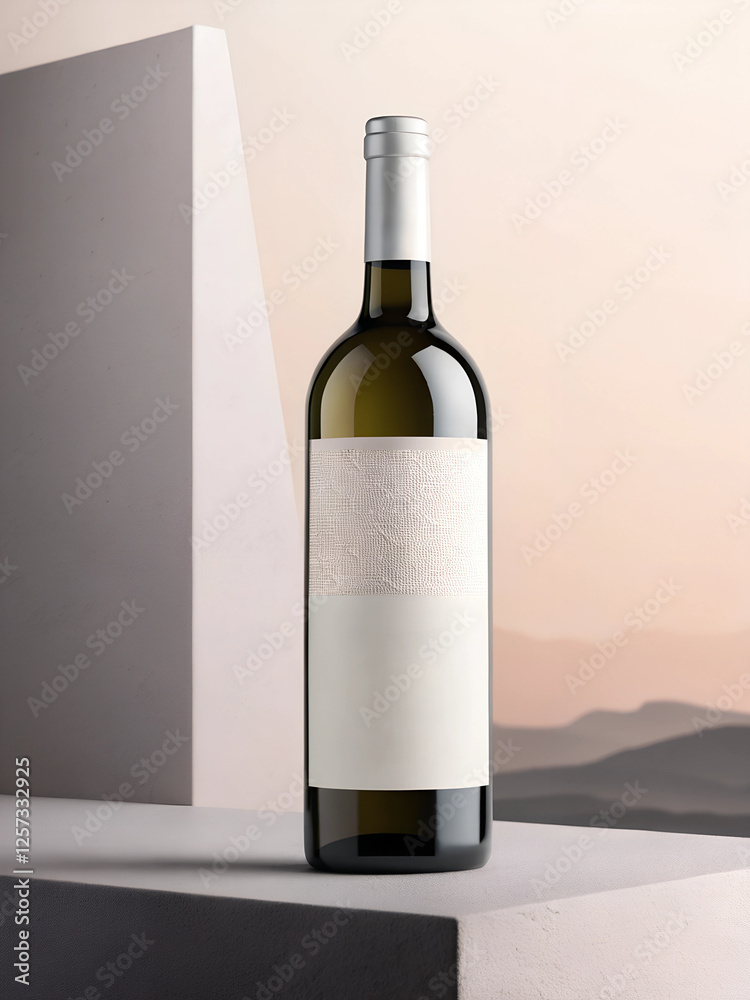 Chic Modern Wine Bottle Mockup on Minimalist Backdrop With Warm Tones Chic Modern Wine Bottle Mockup on Minimalist Backdrop With Warm Tones