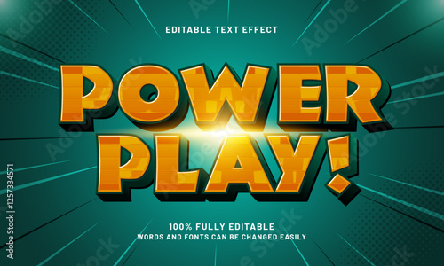 power play editable text effects with a game and play theme