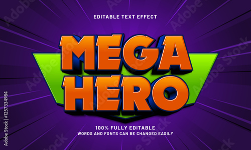 mega hero editable text effect with a super and brave theme