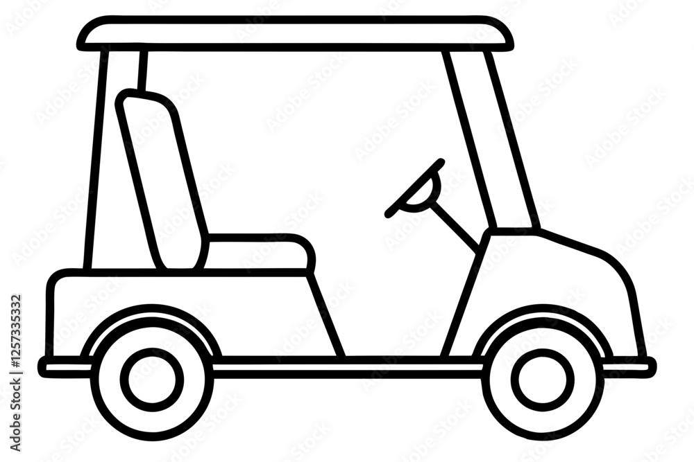 Fototapeta premium Simple Golf Cart Outline Art