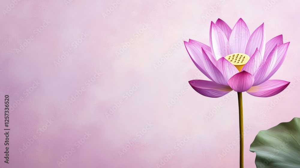 Fototapeta premium Lotus flower against a soft pink background.