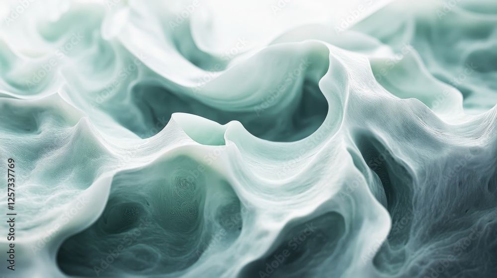 Obraz premium Abstract depiction of fluid waves rendered in soft colors