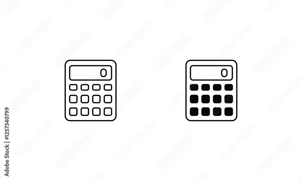 Calculator icons set line and glyph vector icon Calculator icons set line and glyph vector icon